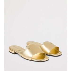 NWT Jimmy Choo Dina Flat Metallic Nappa Gold Slides -Size 39.5